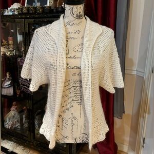 Vintage Handmade Crochet Short Sleeve Cardigan